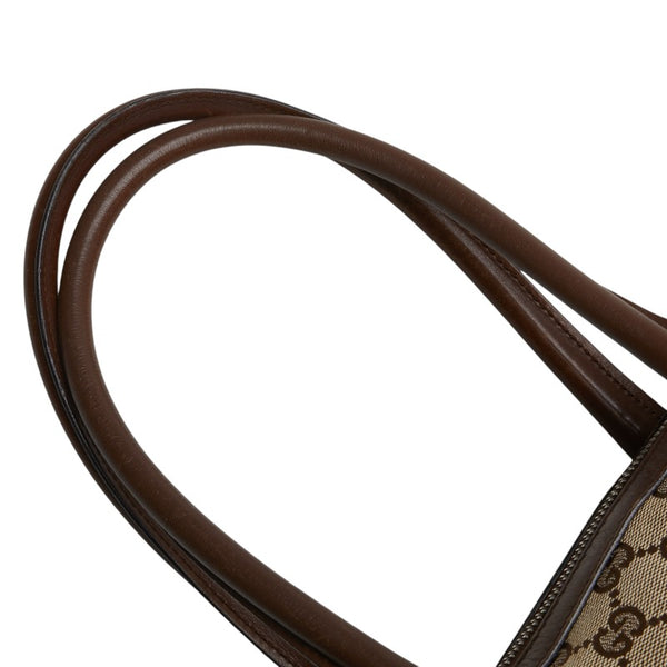 グッチ GGキャンバス ハンドバッグ ミニボストンバッグ 30458 ベージュ ブラウン キャンバス レザー レディース GUCCI 【中古】