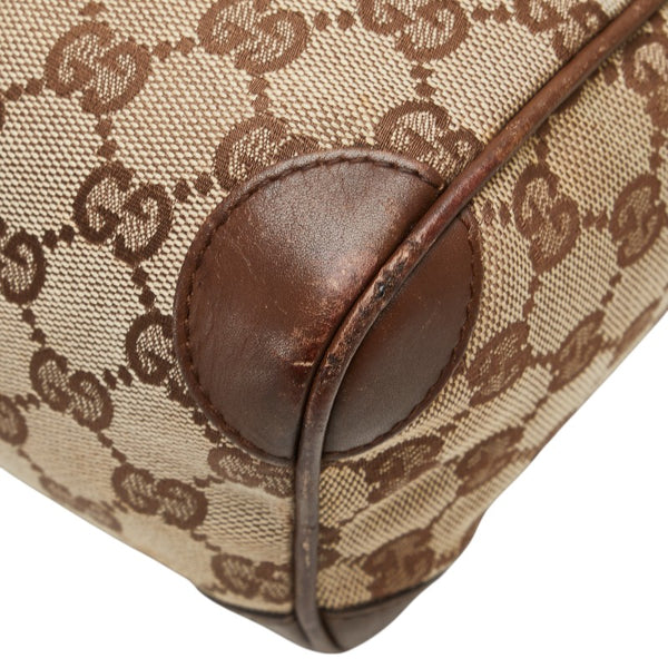 グッチ GGキャンバス ハンドバッグ ミニボストンバッグ 30458 ベージュ ブラウン キャンバス レザー レディース GUCCI 【中古】