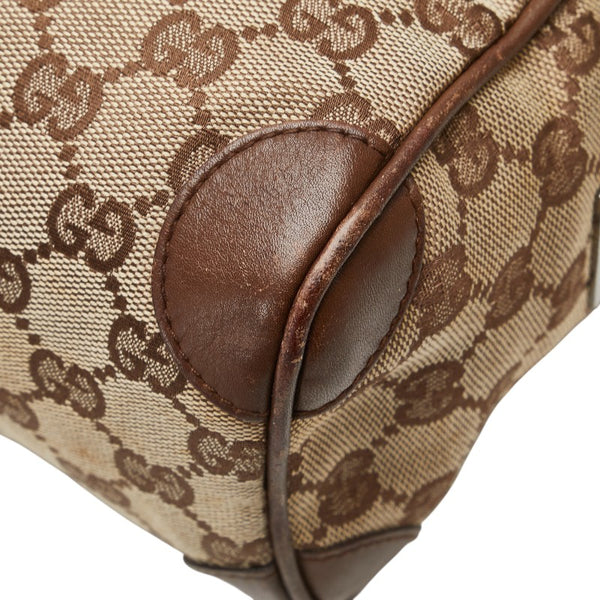 グッチ GGキャンバス ハンドバッグ ミニボストンバッグ 30458 ベージュ ブラウン キャンバス レザー レディース GUCCI 【中古】