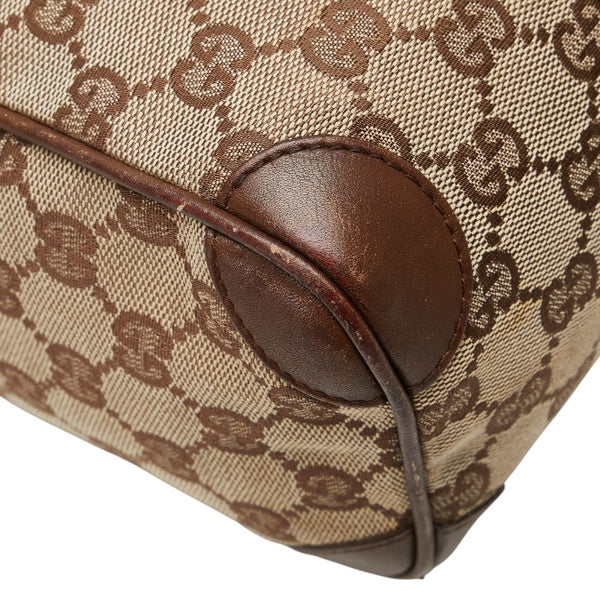 グッチ GGキャンバス ハンドバッグ ミニボストンバッグ 30458 ベージュ ブラウン キャンバス レザー レディース GUCCI 【中古】