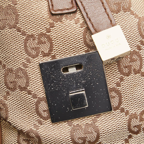 グッチ GGキャンバス ハンドバッグ ミニボストンバッグ 30458 ベージュ ブラウン キャンバス レザー レディース GUCCI 【中古】