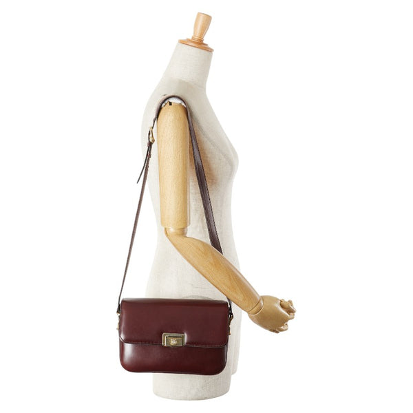 セリーヌ オールドセリーヌ ショルダーバッグ ワインレッド ボルドー レザー レディース CELINE 【中古】
