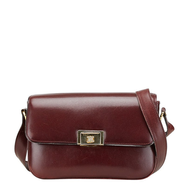 セリーヌ オールドセリーヌ ショルダーバッグ ワインレッド ボルドー レザー レディース CELINE 【中古】