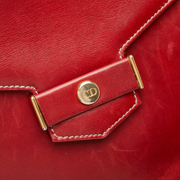 ディオール CDロゴ ハンドバッグ レッド レザー レディース Dior 【中古】