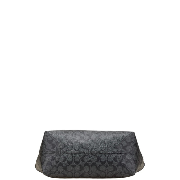 コーチ シグネチャー トートバッグ 5696 グレー ブラック PVC レザー レディース COACH 【中古】