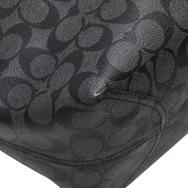 コーチ シグネチャー トートバッグ 5696 グレー ブラック PVC レザー レディース COACH 【中古】