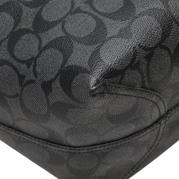 コーチ シグネチャー トートバッグ 5696 グレー ブラック PVC レザー レディース COACH 【中古】