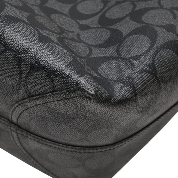 コーチ シグネチャー トートバッグ 5696 グレー ブラック PVC レザー レディース COACH 【中古】