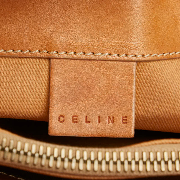 セリーヌ Cマカダム ハンドバッグ ネイビー ブラウン デニム レザー レディース CELINE 【中古】