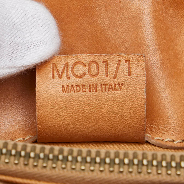 セリーヌ Cマカダム ハンドバッグ ネイビー ブラウン デニム レザー レディース CELINE 【中古】