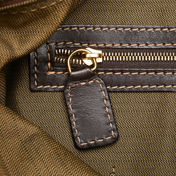 フェンディ ズッカ ハンドバッグ ワンショルダーバッグ ブラウン キャンバス レザー レディース FENDI 【中古】
