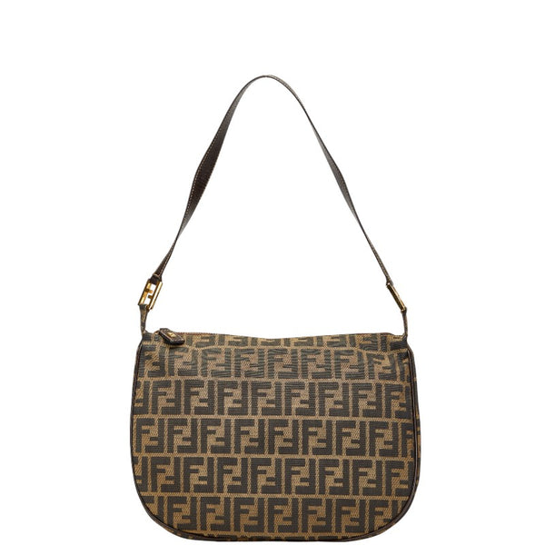 フェンディ ズッカ ハンドバッグ ワンショルダーバッグ ブラウン キャンバス レザー レディース FENDI 【中古】
