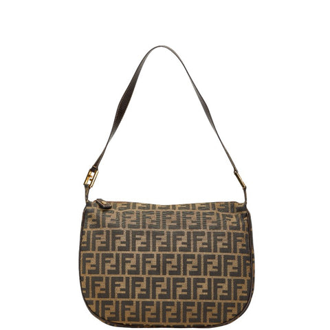 フェンディ ズッカ ハンドバッグ ワンショルダーバッグ ブラウン キャンバス レザー レディース FENDI 【中古】