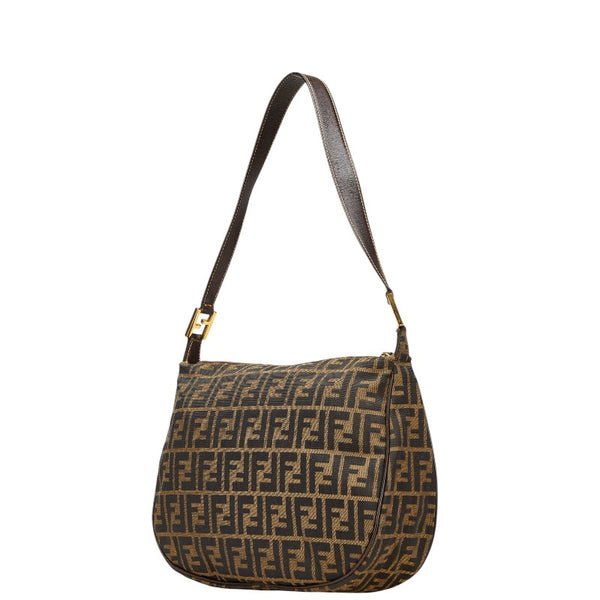 フェンディ ズッカ ハンドバッグ ワンショルダーバッグ ブラウン キャンバス レザー レディース FENDI 【中古】