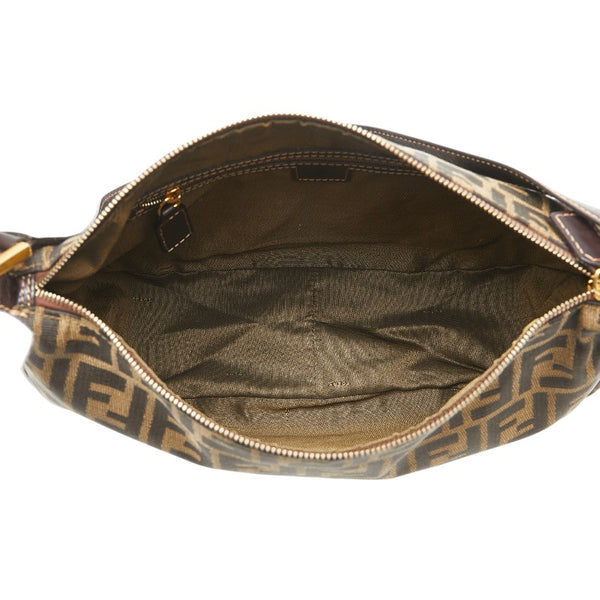フェンディ ズッカ ハンドバッグ ワンショルダーバッグ ブラウン キャンバス レザー レディース FENDI 【中古】