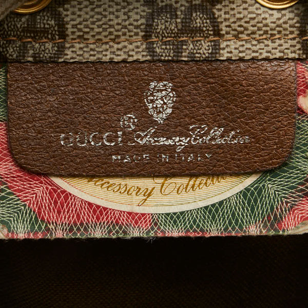 グッチ GGスプリーム オールドグッチ ポーチ 巾着バッグ 97.19.303 ベージュ ブラウン PVC レザー レディース GUCCI 【中古】