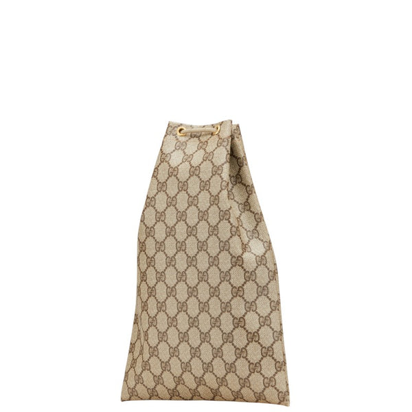 グッチ GGスプリーム オールドグッチ ポーチ 巾着バッグ 97.19.303 ベージュ ブラウン PVC レザー レディース GUCCI 【中古】
