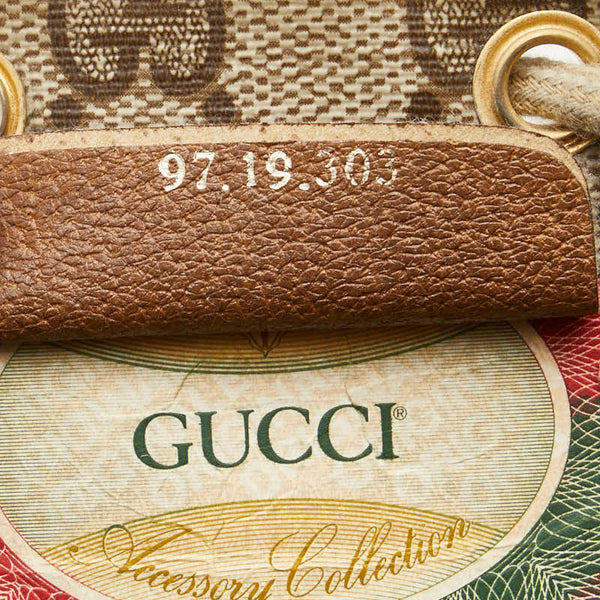 グッチ GGスプリーム オールドグッチ ポーチ 巾着バッグ 97.19.303 ベージュ ブラウン PVC レザー レディース GUCCI 【中古】