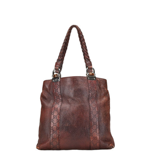 グッチ グッチシマ バンブー トートバッグ ショルダーバッグ 232946 ブラウン レザー キャンバス レディース GUCCI 【中古】