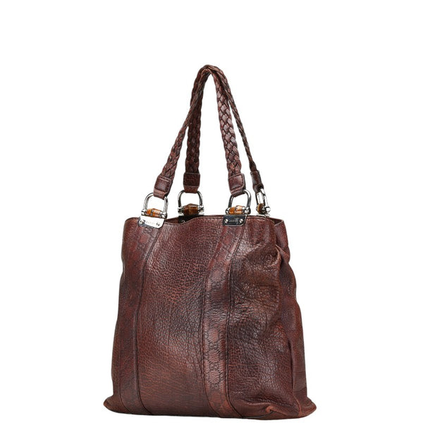 グッチ グッチシマ バンブー トートバッグ ショルダーバッグ 232946 ブラウン レザー キャンバス レディース GUCCI 【中古】