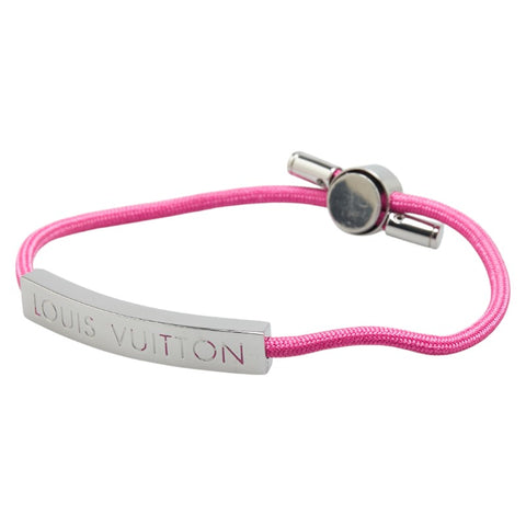 ルイ ヴィトン ブラスレ LVスペース ブレスレット M00282 シルバー ピンク メタル キャンバス レディース LOUIS VUITTON 【中古】