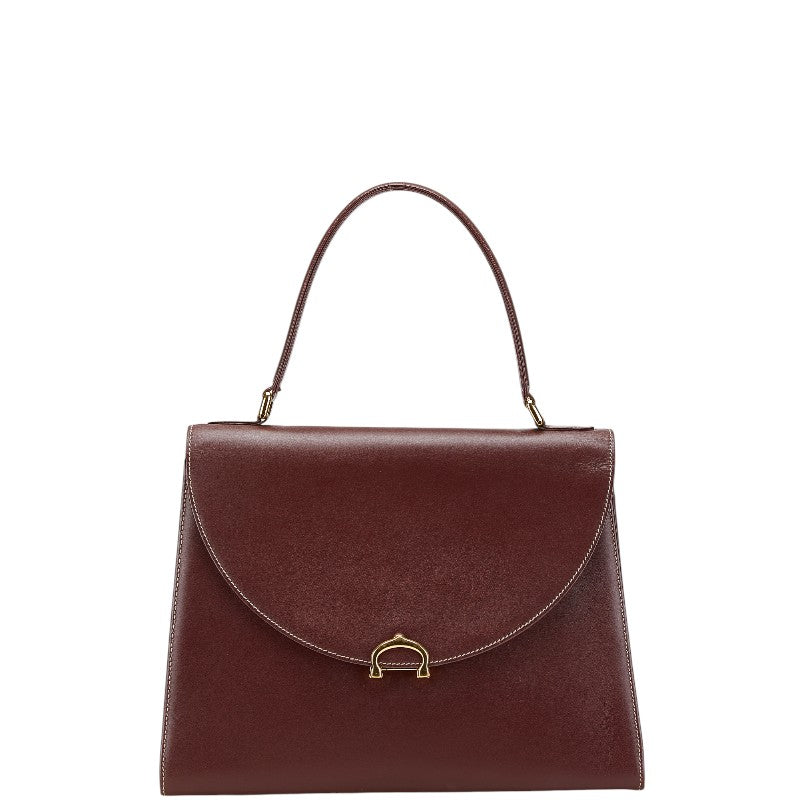 カルティエ マストライン ハンドバッグ ワインレッド ボルドー レザー レディース CARTIER 【中古】