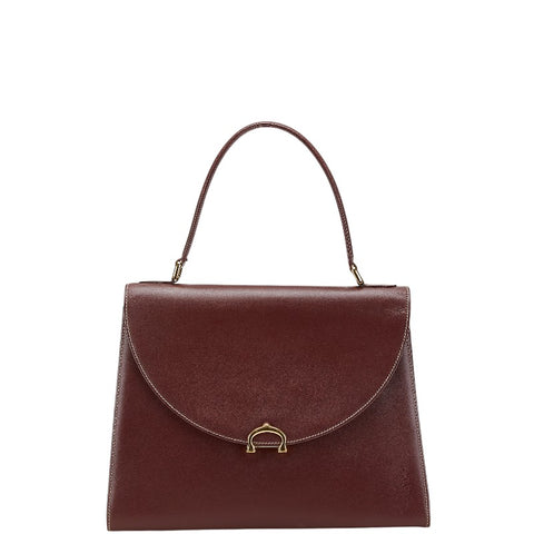 カルティエ マストライン ハンドバッグ ワインレッド ボルドー レザー レディース CARTIER 【中古】