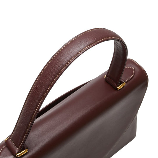 カルティエ マストライン ハンドバッグ ワインレッド ボルドー レザー レディース CARTIER 【中古】
