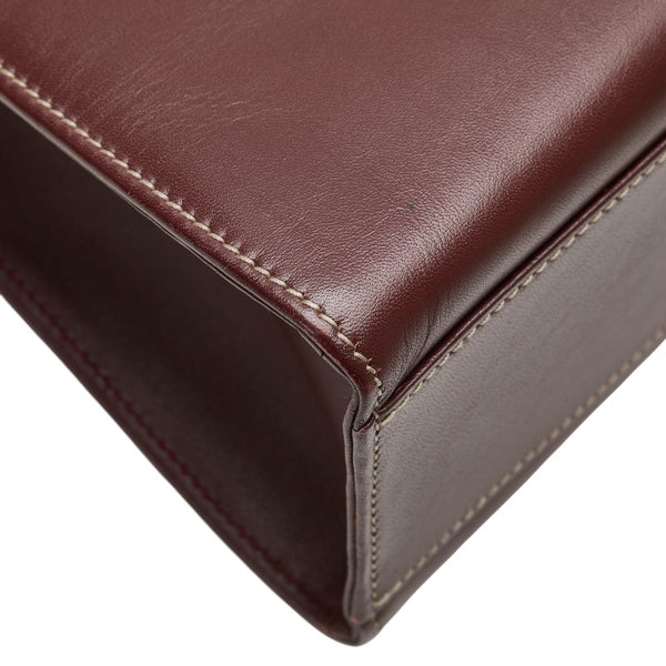 カルティエ マストライン ハンドバッグ ワインレッド ボルドー レザー レディース CARTIER 【中古】