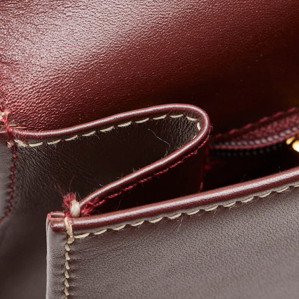 カルティエ マストライン ハンドバッグ ワインレッド ボルドー レザー レディース CARTIER 【中古】