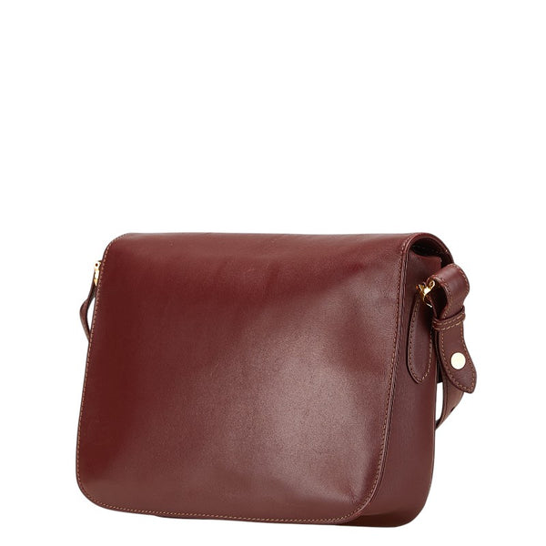 カルティエ マストライン ショルダーバッグ ワインレッド レザー レディース CARTIER 【中古】