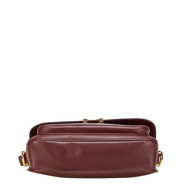 カルティエ マストライン ショルダーバッグ ワインレッド レザー レディース CARTIER 【中古】