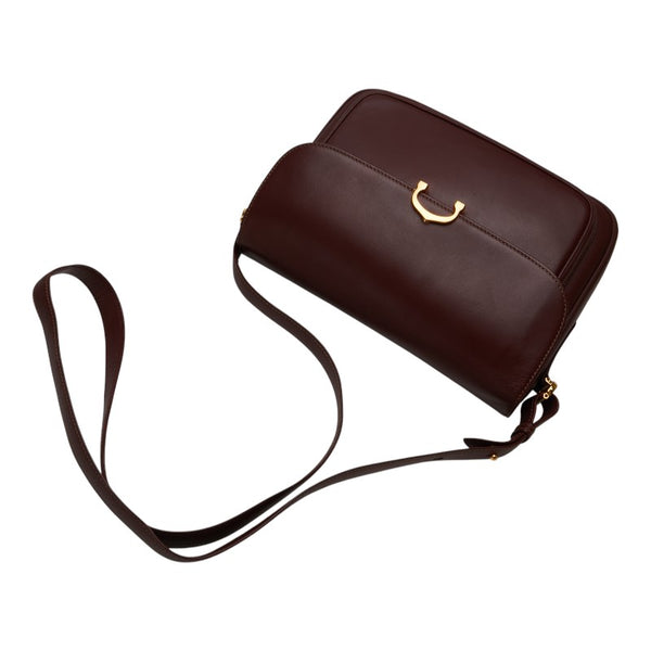 カルティエ マストライン ショルダーバッグ ワインレッド レザー レディース CARTIER 【中古】