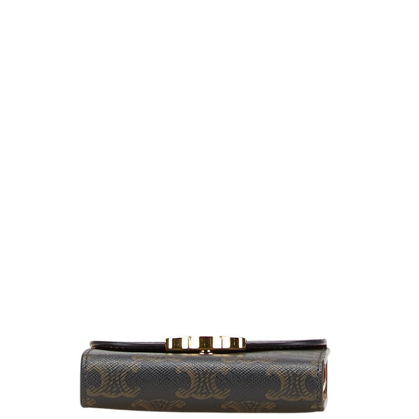 セリーヌ マカダム 三つ折り財布 ブラック ブラウン PVC レザー レディース CELINE 【中古】