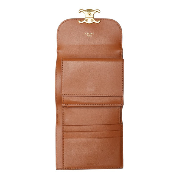 セリーヌ マカダム 三つ折り財布 ブラック ブラウン PVC レザー レディース CELINE 【中古】