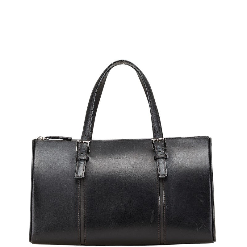 バーバリー ノバチェック ミニボストンバッグ ブラック レザー レディース BURBERRY 【中古】