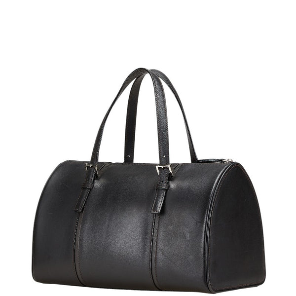 バーバリー ノバチェック ミニボストンバッグ ブラック レザー レディース BURBERRY 【中古】