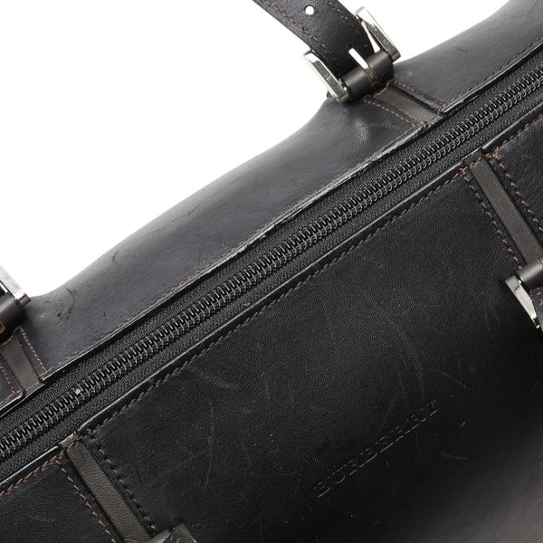 バーバリー ノバチェック ミニボストンバッグ ブラック レザー レディース BURBERRY 【中古】