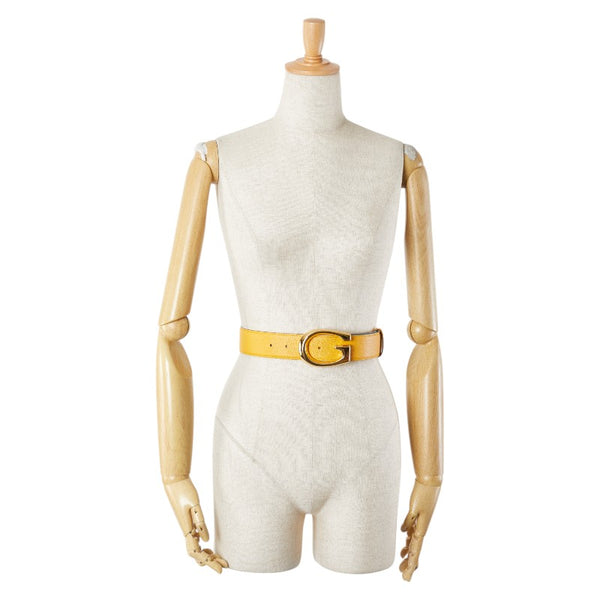 グッチ Gバックル 2トーン バイカラー ベルト サイズ：100 40 709954 ライトブルー イエロー レザー レディース GUCCI 【中古】