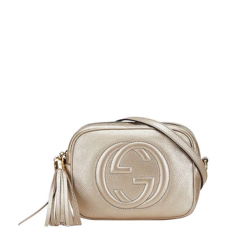 グッチ インターロッキングG ソーホー スモール ディスコバッグ 斜め掛け ショルダーバッグ  308364 シャンパンゴールド レザー レディース GUCCI 【中古】