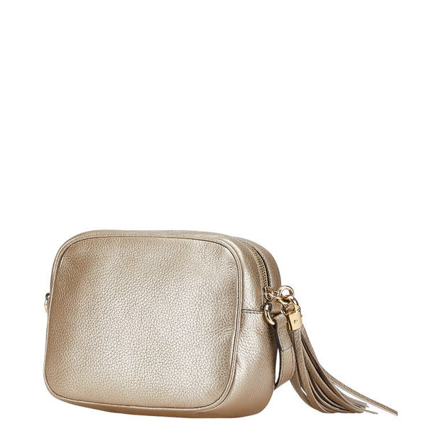 グッチ インターロッキングG ソーホー スモール ディスコバッグ 斜め掛け ショルダーバッグ  308364 シャンパンゴールド レザー レディース GUCCI 【中古】