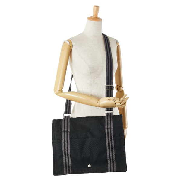 エルメス フールトゥ バサスMM 斜め掛け ショルダーバッグ ブラック グレー キャンバス レディース HERMES 【中古】