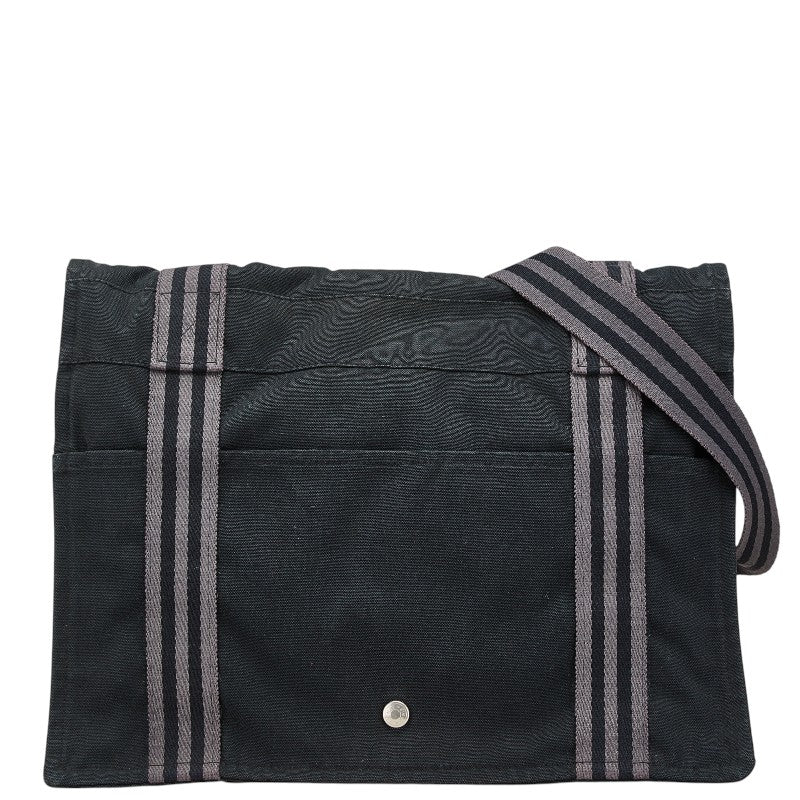 エルメス フールトゥ バサスMM 斜め掛け ショルダーバッグ ブラック グレー キャンバス レディース HERMES 【中古】