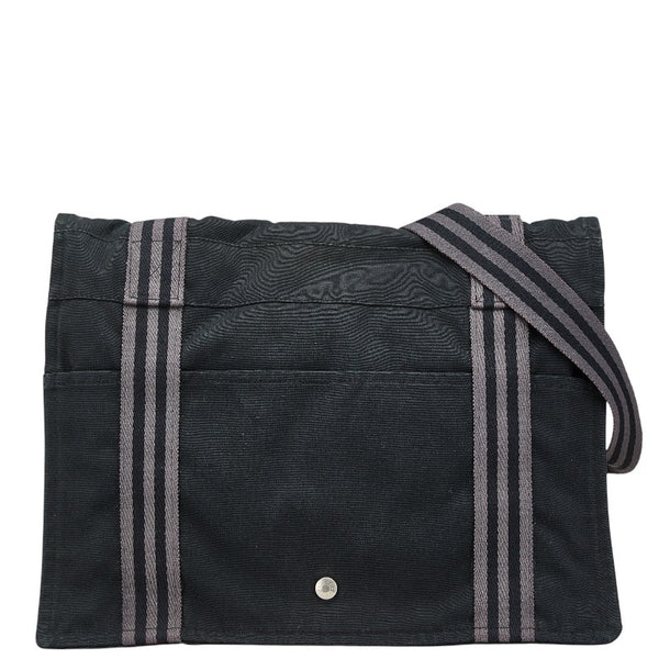 エルメス フールトゥ バサスMM 斜め掛け ショルダーバッグ ブラック グレー キャンバス レディース HERMES 【中古】