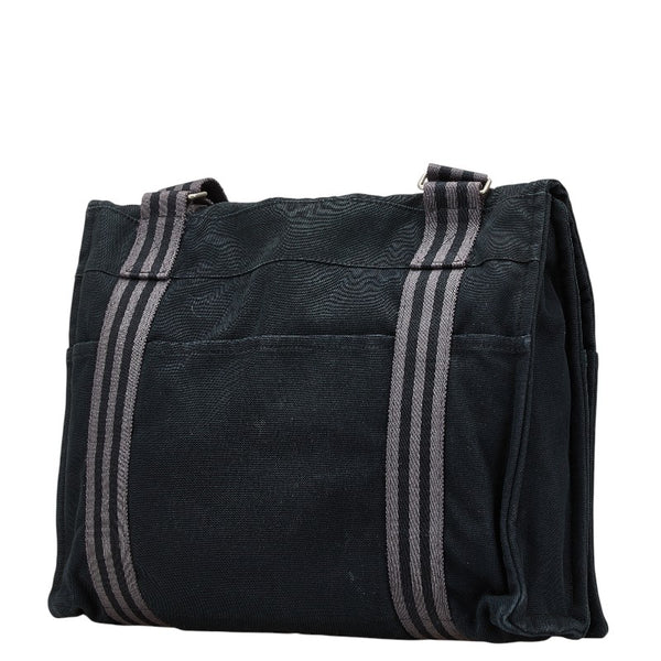 エルメス フールトゥ バサスMM 斜め掛け ショルダーバッグ ブラック グレー キャンバス レディース HERMES 【中古】