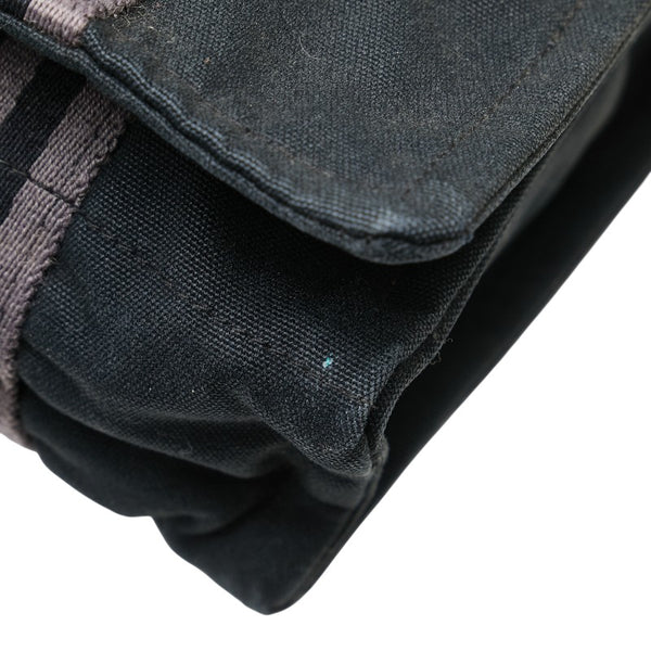 エルメス フールトゥ バサスMM 斜め掛け ショルダーバッグ ブラック グレー キャンバス レディース HERMES 【中古】