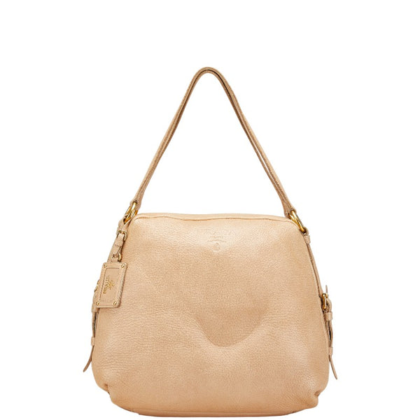 プラダ ロゴ トートバッグ ショルダーバッグ ベージュ レザー レディース PRADA 【中古】