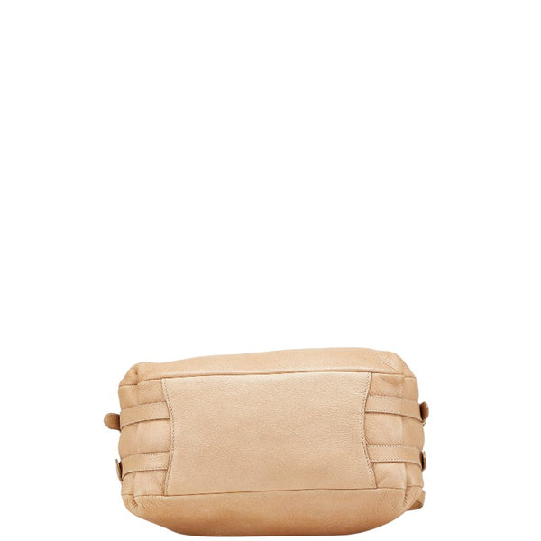 プラダ ロゴ トートバッグ ショルダーバッグ ベージュ レザー レディース PRADA 【中古】