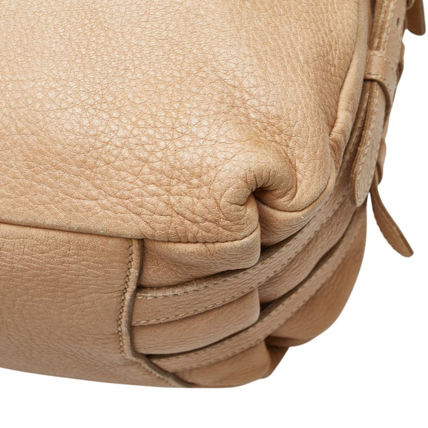 プラダ ロゴ トートバッグ ショルダーバッグ ベージュ レザー レディース PRADA 【中古】
