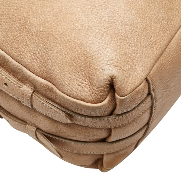 プラダ ロゴ トートバッグ ショルダーバッグ ベージュ レザー レディース PRADA 【中古】